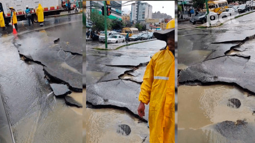 La Paz: Intensas lluvias provocan hundimiento de la capa asfáltica