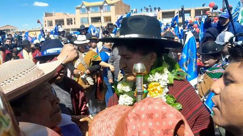 El Expresidente Evo Morales, llega al Distrito 8 de la ciudad de El Alto.