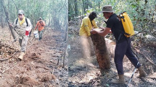  FF.AA. combaten y previenen la propagación de incendio forestal en el parque Noel Kempff Mercado 