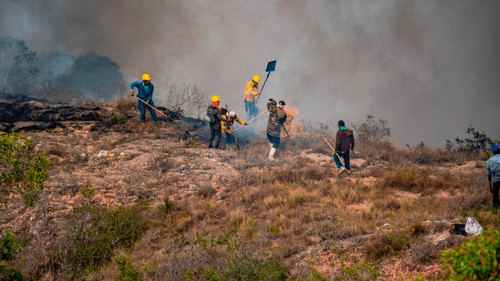 Llegan más bomberos a valles cruceños para sofocar incendios en la provincia Florida