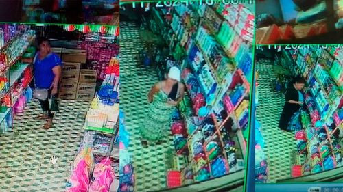 Dos mujeres roban productos en una tienda de abarrotes en Montero